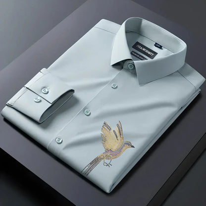 Bird Designer Premium Cotton Without Pocket Solid Shirt for Man (Pista)