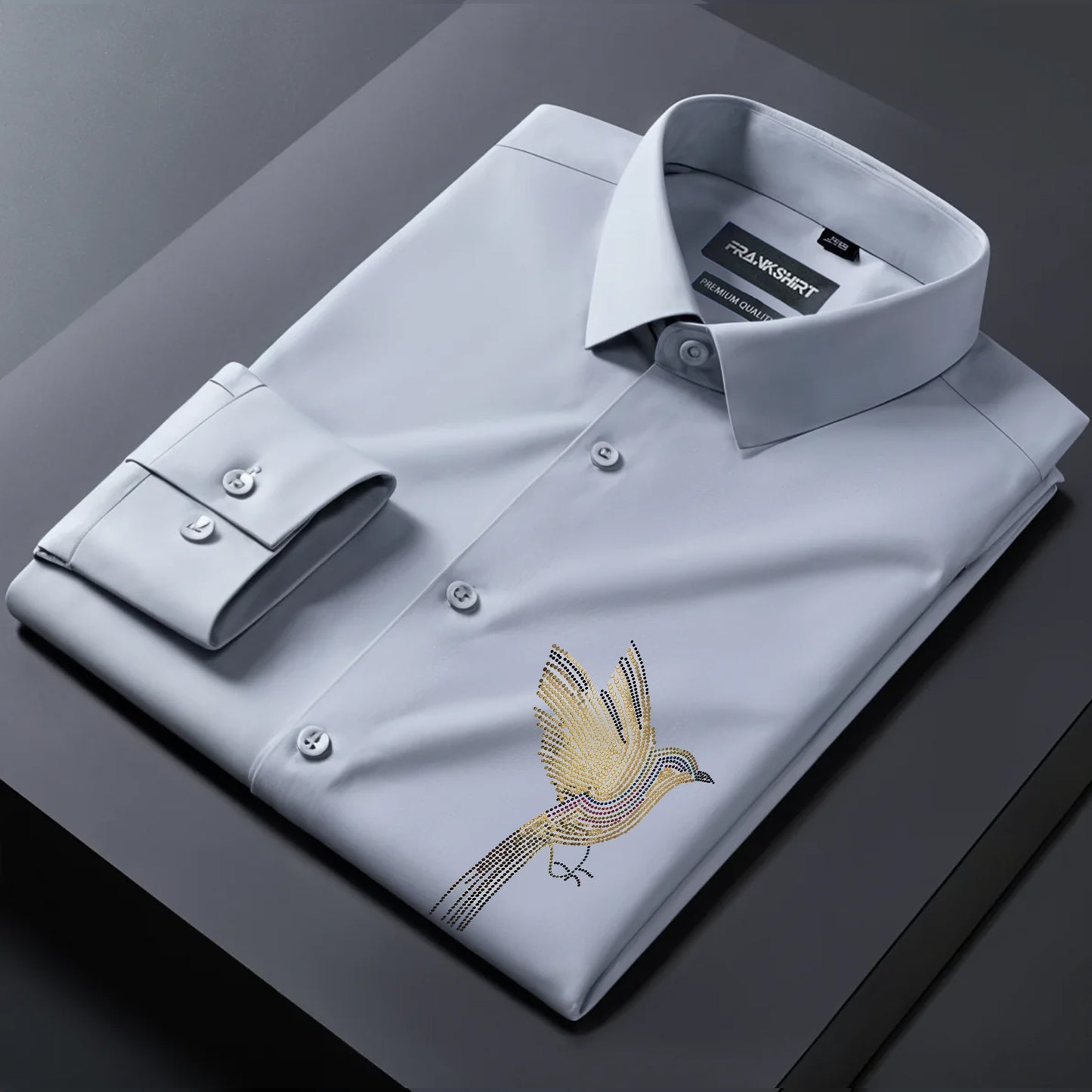 Bird Designer Premium Cotton Without Pocket Solid Shirt for Man (Silver)