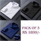 Pack of 3 Premium Cotton Shirt for Man (White, Black and Navy Blue)