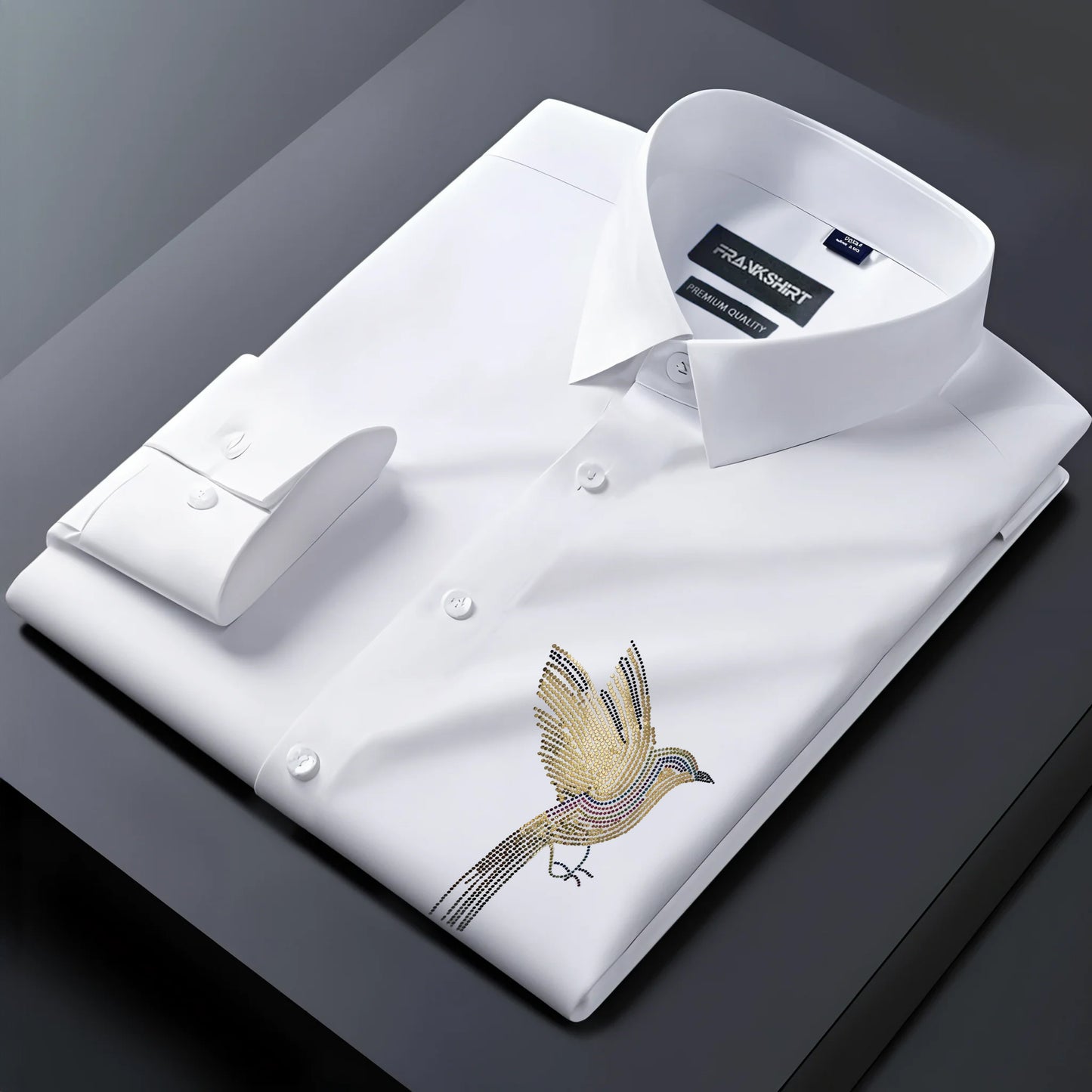 Bird Designer Premium Cotton Without Pocket Solid Shirt for Man (White)