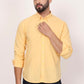 New Yellow Down Button Casual Shirt I 100% Cotton Twill