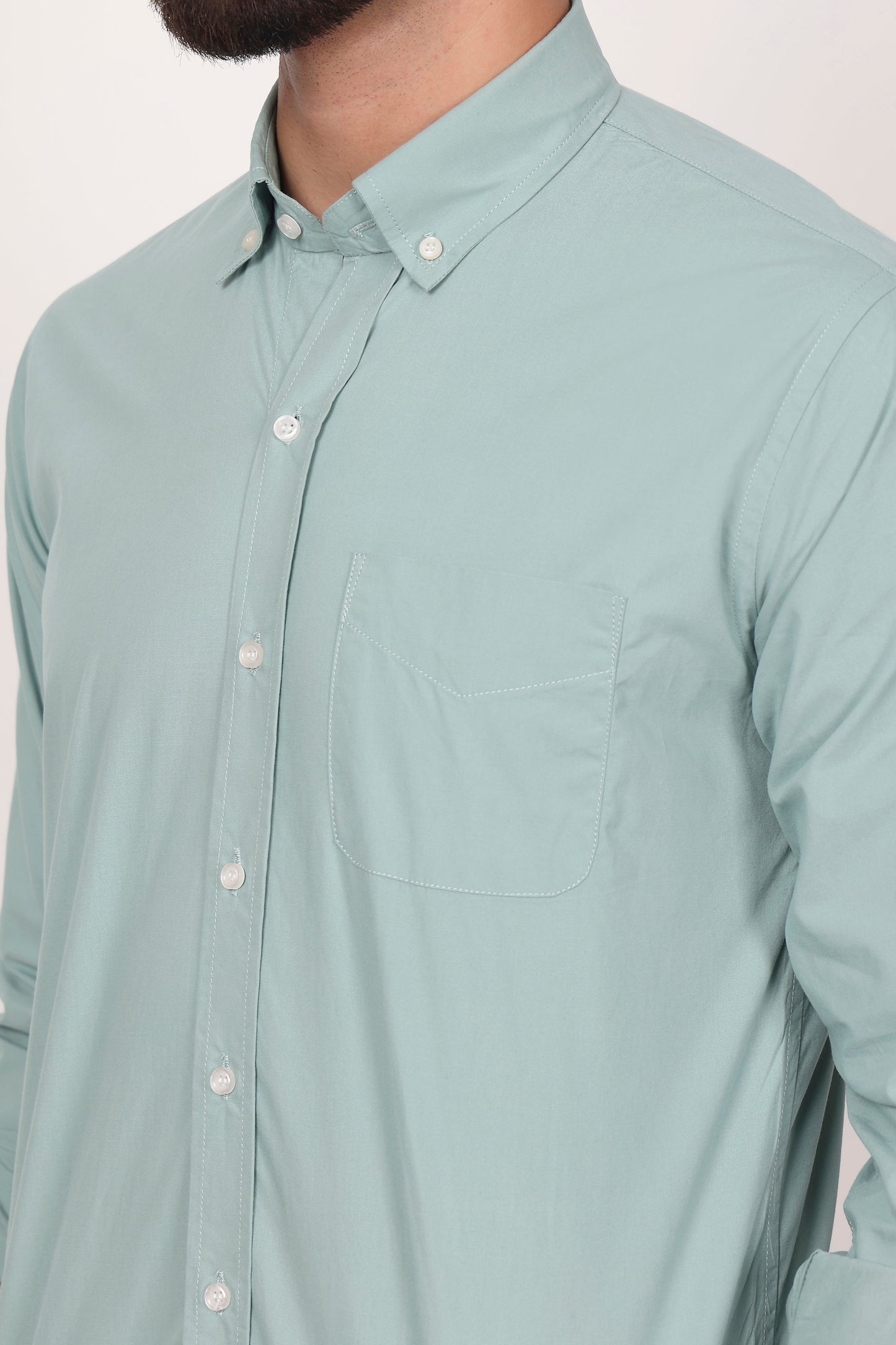 New Green Down Button Casual Shirt I 100% Cotton Twill