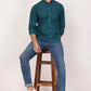 New Dark Green Down Button Casual Shirt I 100% Cotton Twill