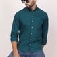 New Dark Green Down Button Casual Shirt I 100% Cotton Twill