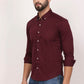 New Mehroon Down Button Casual Shirt I 100% Cotton Twill