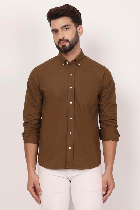 New Mehandi Down Button Casual Shirt I 100% Cotton Twill