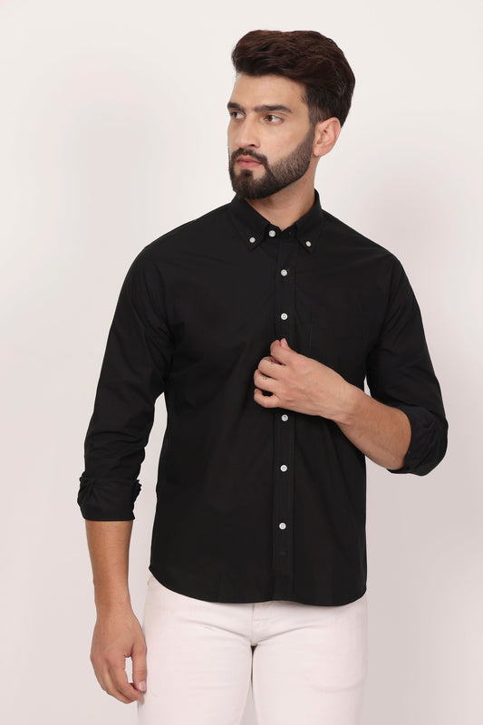 New Black Down Button Casual Shirt I 100% Cotton Twill