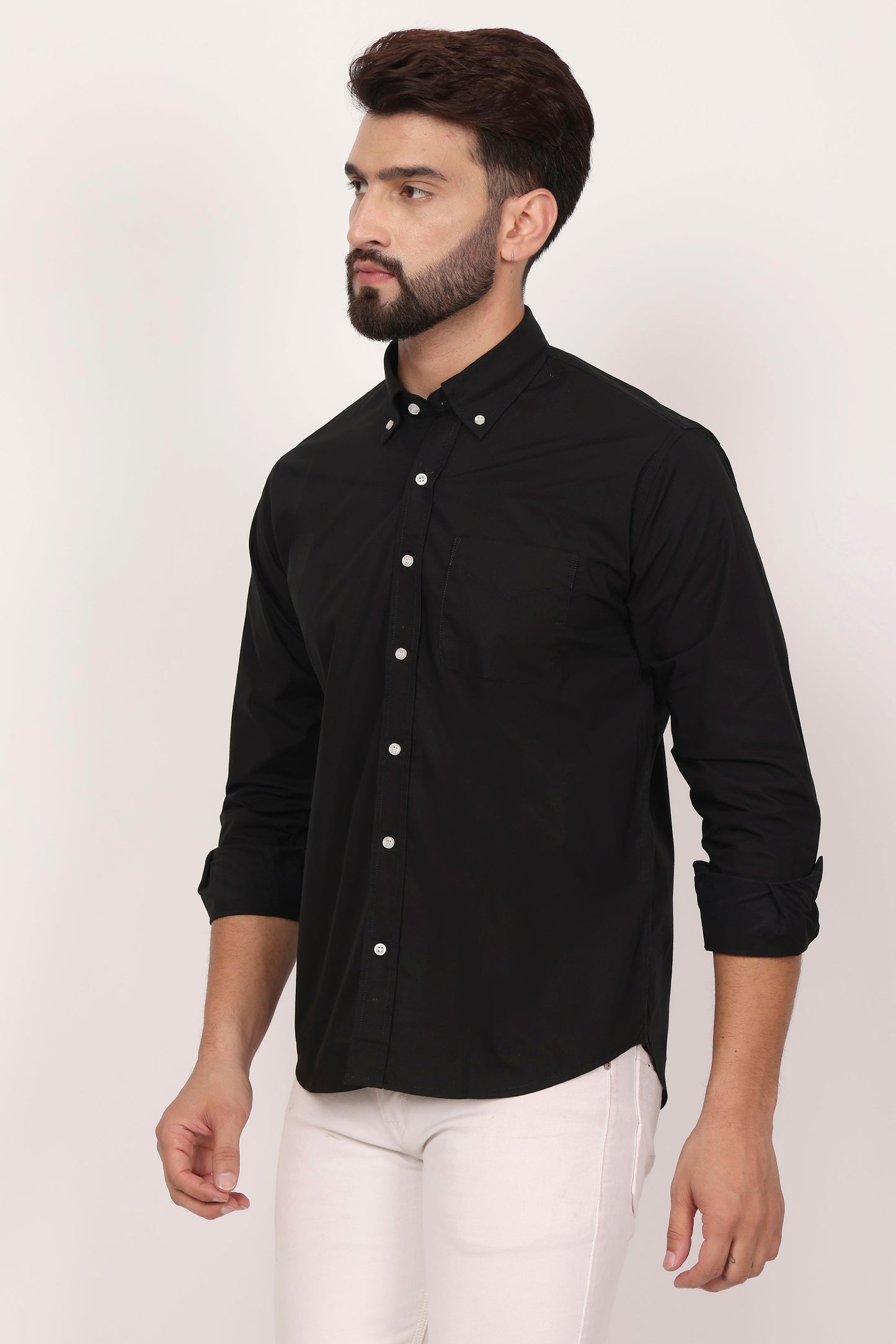 New Black Down Button Casual Shirt I 100% Cotton Twill