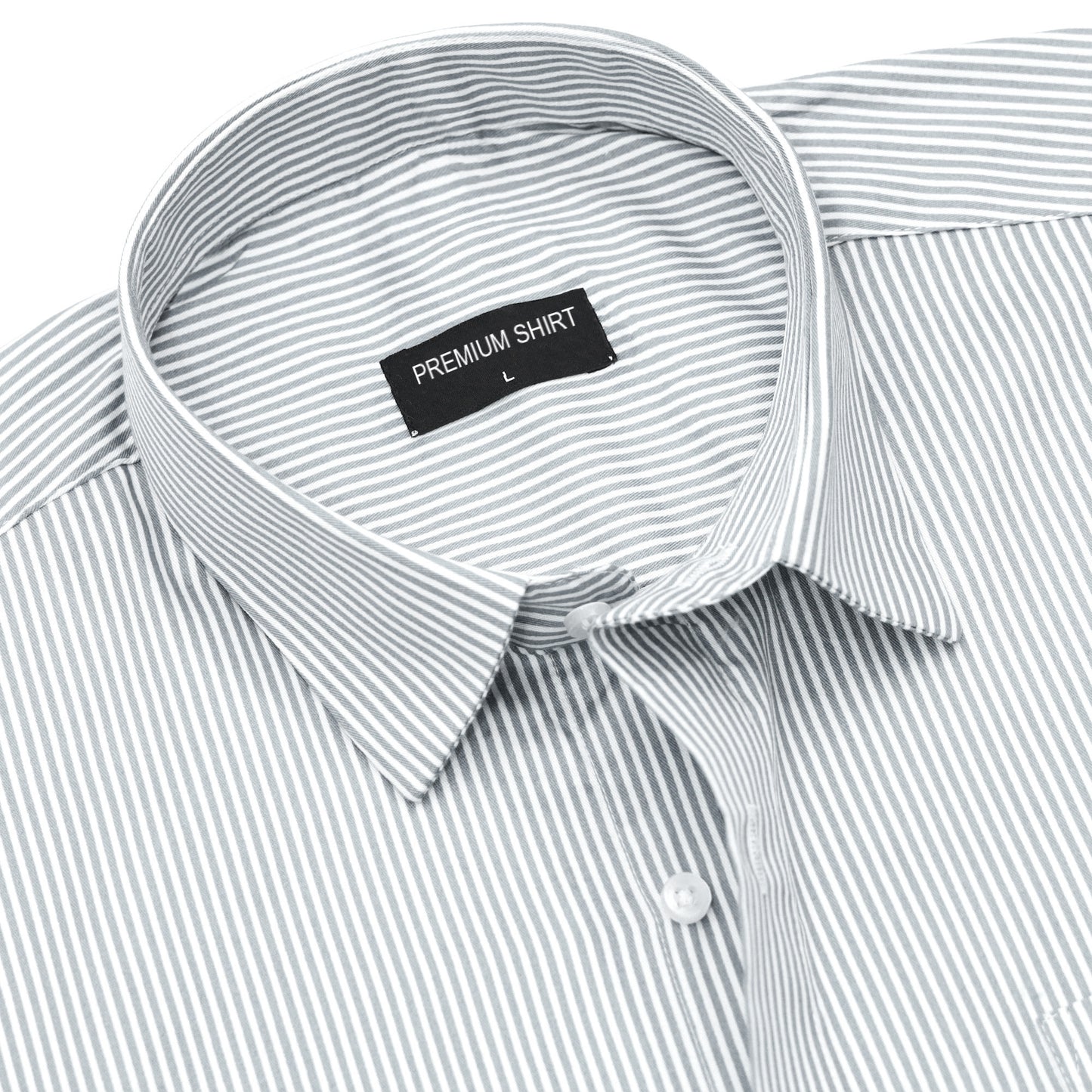 Light Grey Cotton Blend Stripes Shirt for Men