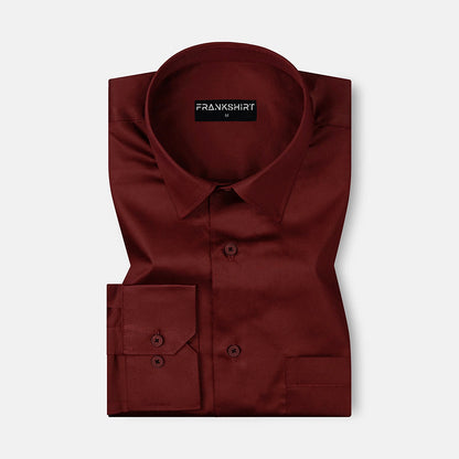 300GSM Crimson Red Premium Satin Shirt for Men