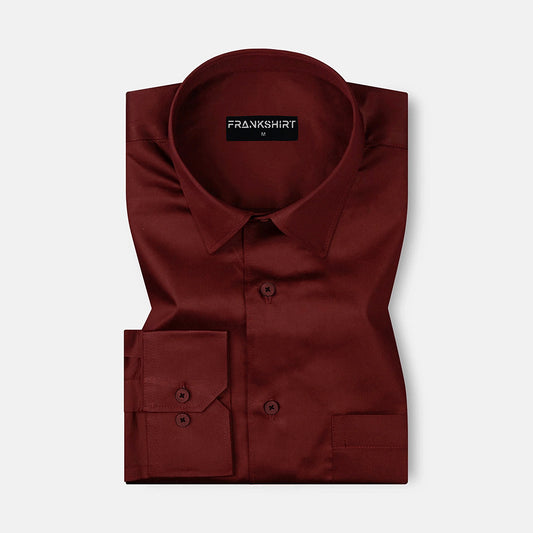 300GSM Crimson Red Premium Satin Shirt for Men