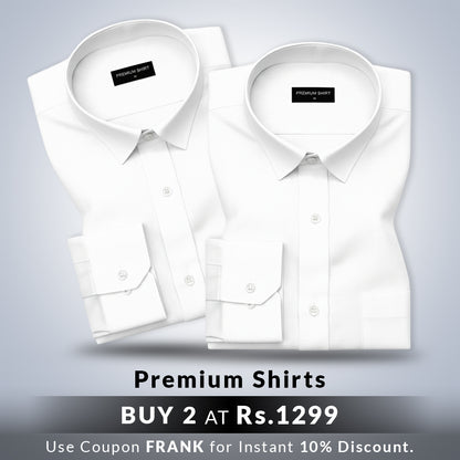 Combo of 2 Premium Cotton White Shirt for Man