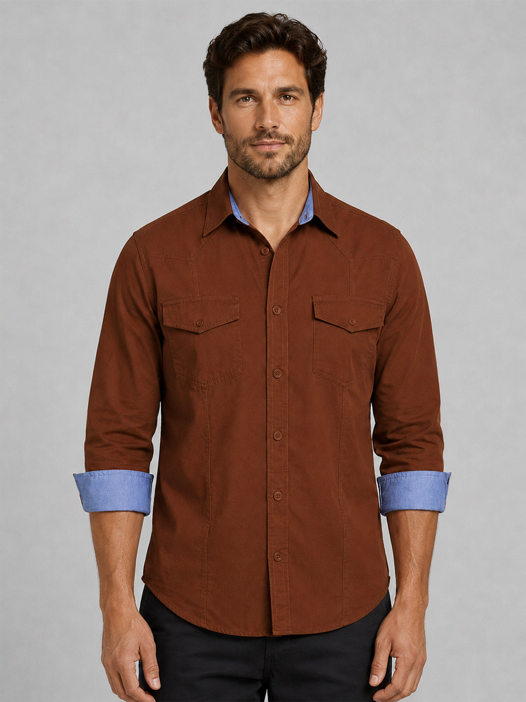 Pack Of 2 Cargo Style Cream & Brown Shirt