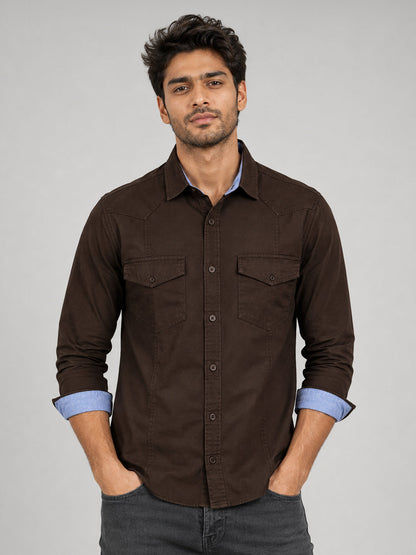 Pack Of 2 Cargo Style Bottle Green & Dark Brown Shirt