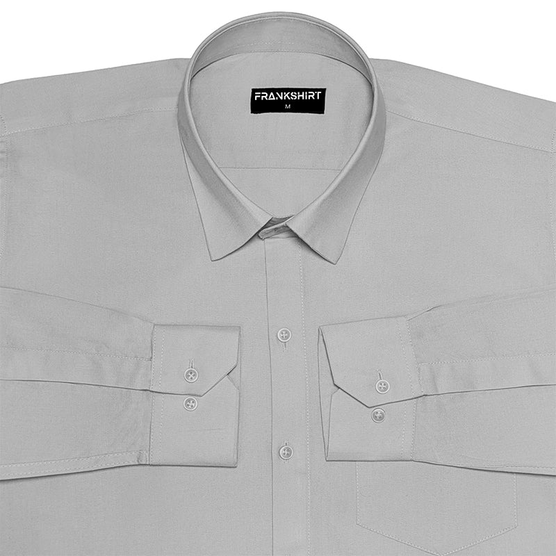 Silver Grey Oxford Cotton Shirt For Men