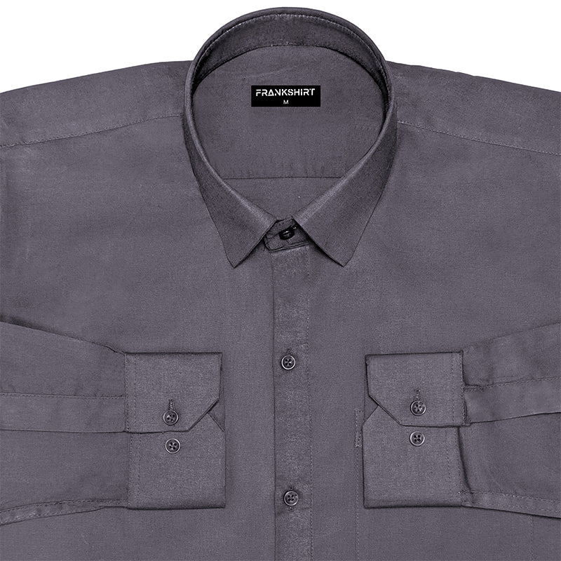 Slate Grey Oxford Cotton Shirt For Men