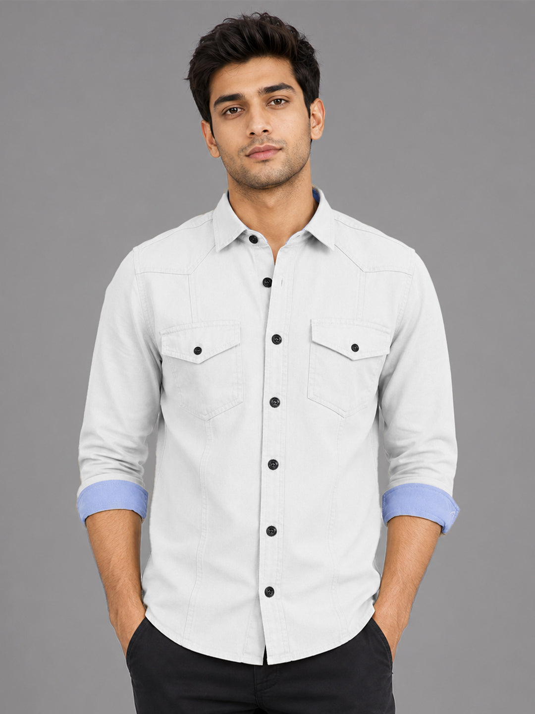 Pack Of 2 Cargo Style White & Wine Shirt
