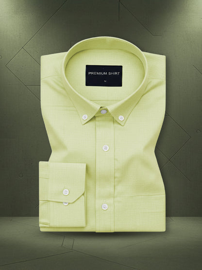 New Lime Green Oxford Cotton Shirt For Men