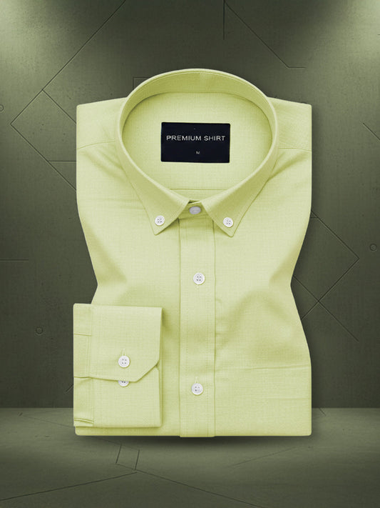 New Lime Green Oxford Cotton Shirt For Men