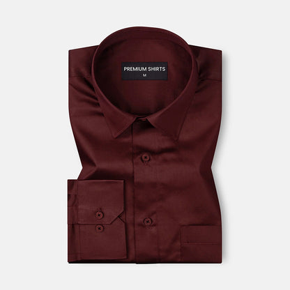 300GSM Maroon Premium Satin Shirt for Men