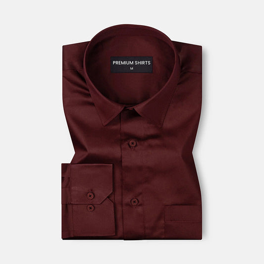 300GSM Maroon Premium Satin Shirt for Men