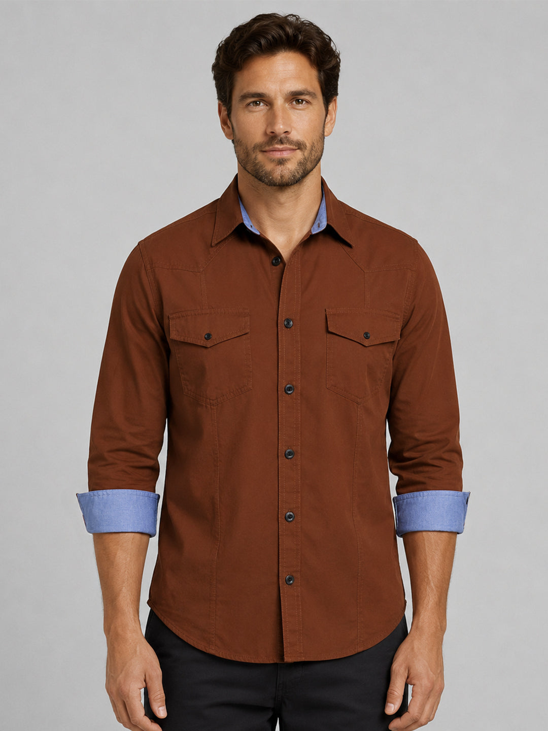 Pack Of 2 Cargo Style Brown & Khaki Shirt