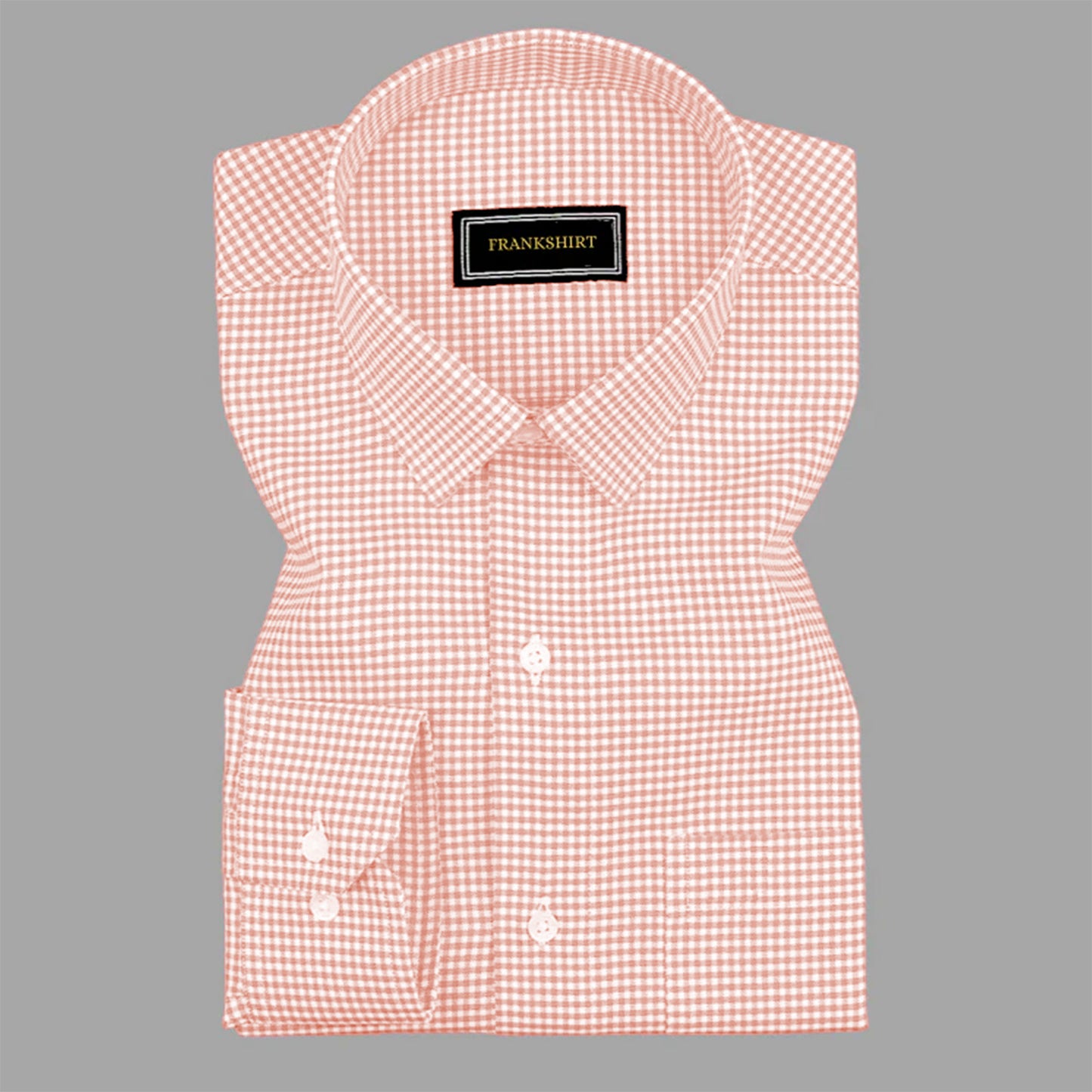 Peach Check Button Down Oxford Cotton Shirt