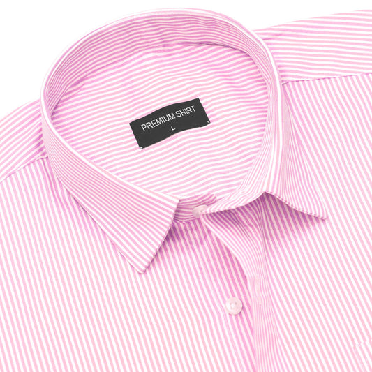 Pink Cotton Blend Stripes Shirt for Men