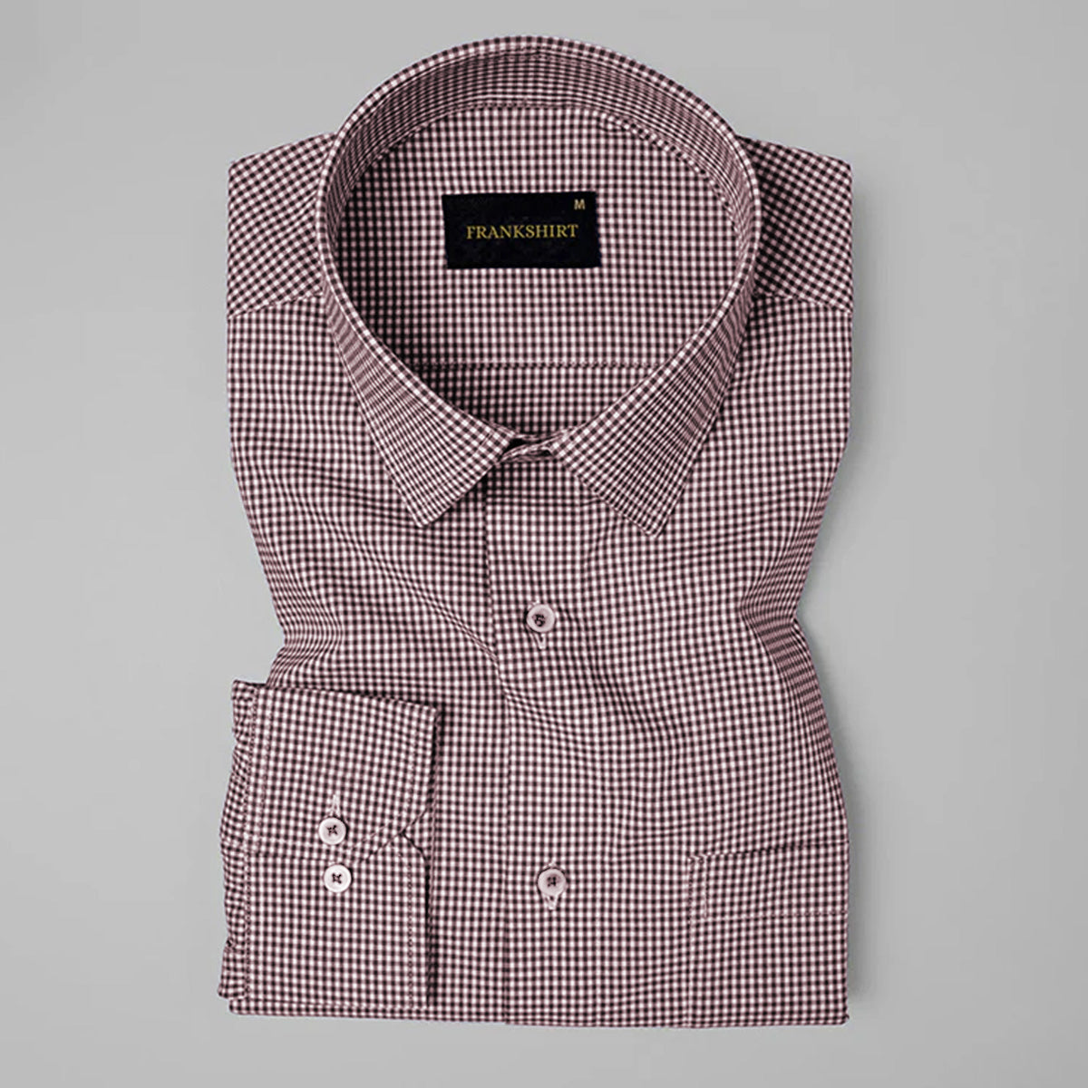 Maroon Check Button Down Oxford Cotton Shirt