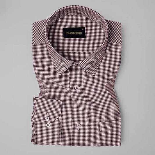 Maroon Check Button Down Oxford Cotton Shirt