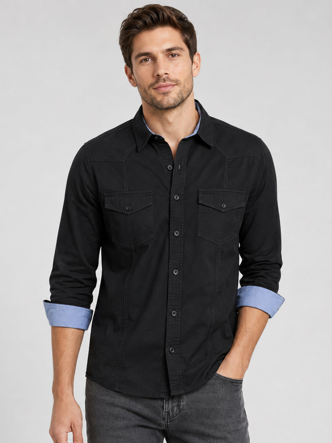 Pack Of 2 Cargo Style Black & Khaki Shirt