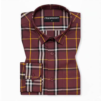 Red Tartan Check Cotton Shirt For Men