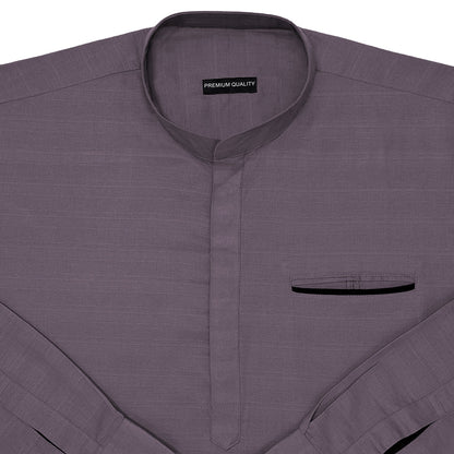 Urban Fit Purple Short Linen Kurta For Men