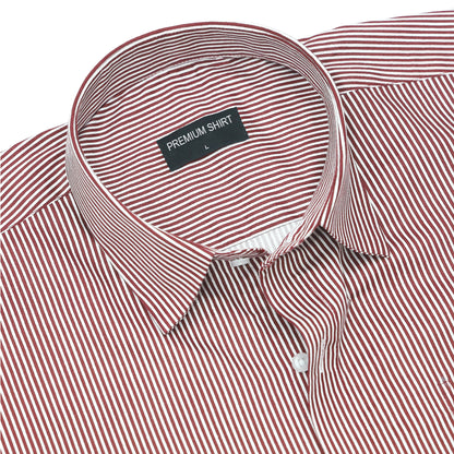 Maroon Cotton Blend Stripes Shirt for Men