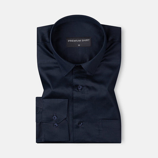 300GSM Deep Navy Premium Satin Shirt for Men