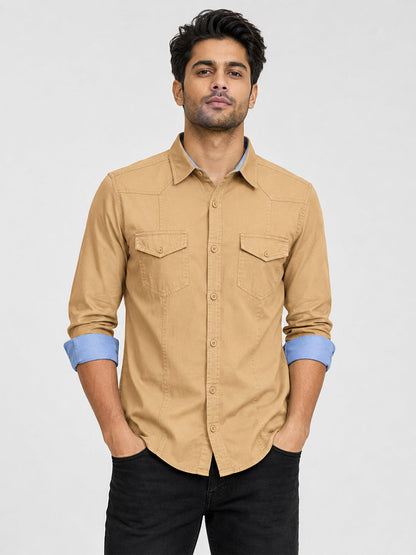 Pack Of 2 Cargo Style Olive & Cream Shirt
