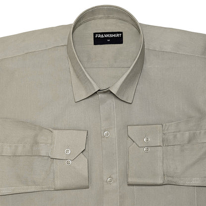 Khaki Grey Oxford Cotton Shirt For Men