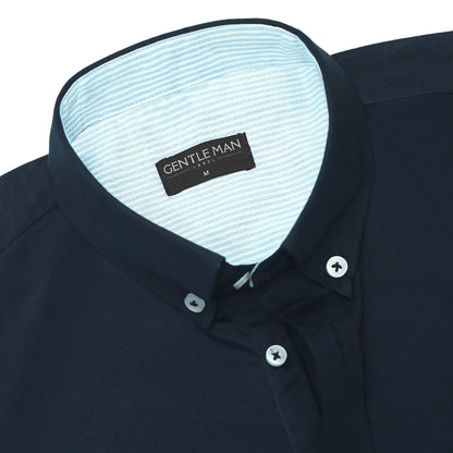 Designer Navy Blue Satin Shirt for Men