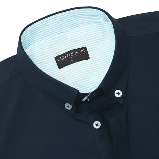 Designer Navy Blue Satin Shirt for Men