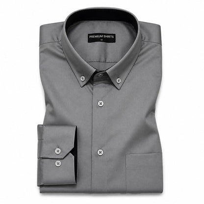 Dark Grey Satin Contrast Collar Shirt for Men