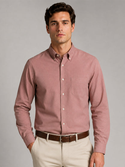 New Maroon Oxford Cotton Shirt For Men