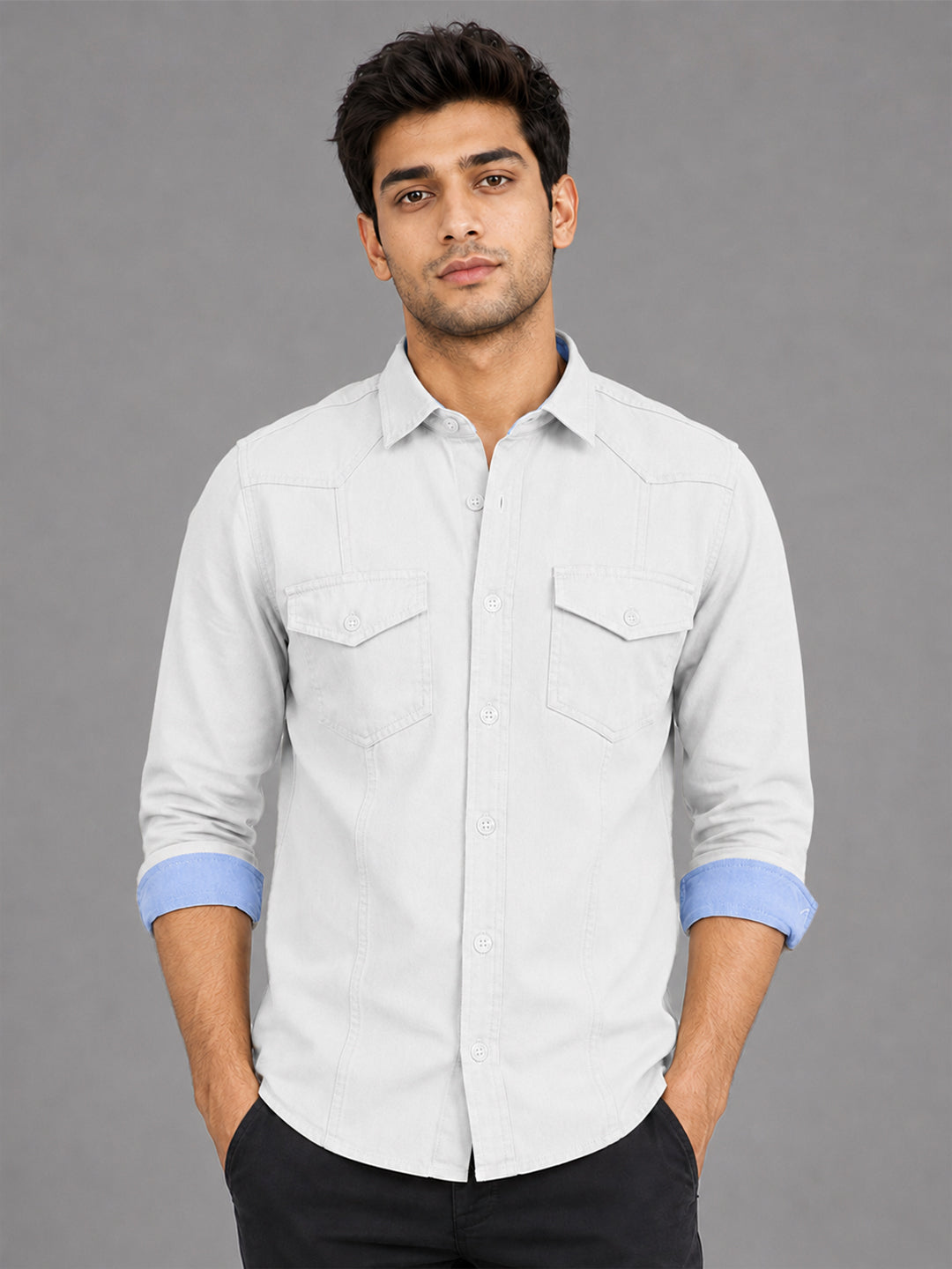 Pack Of 2 Cargo Style White & Black Shirt