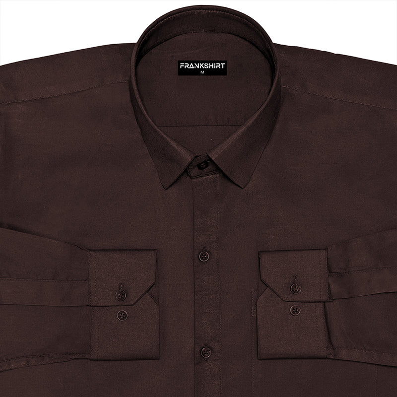 Dusty Brown Oxford Cotton Shirt For Men