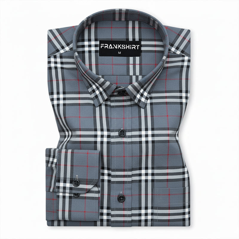 Denim Tartan Check Cotton Shirt For Men