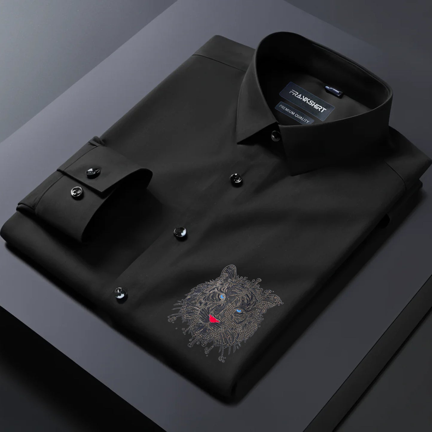 Tiger Designer Premium Cotton Without Pocket Solid Shirt for Man (Black)