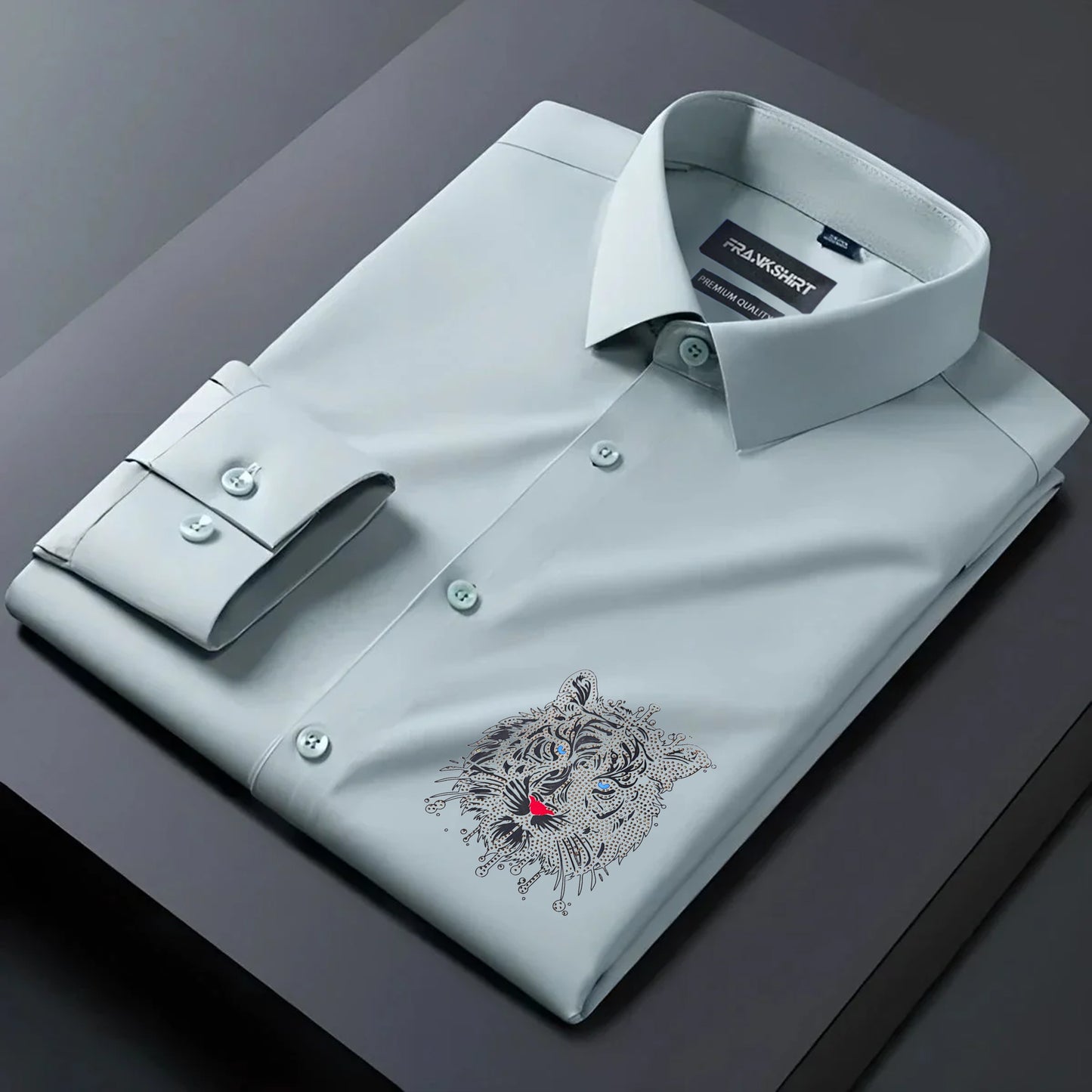 Tiger Designer Premium Cotton Without Pocket Solid Shirt for Man (Pista)