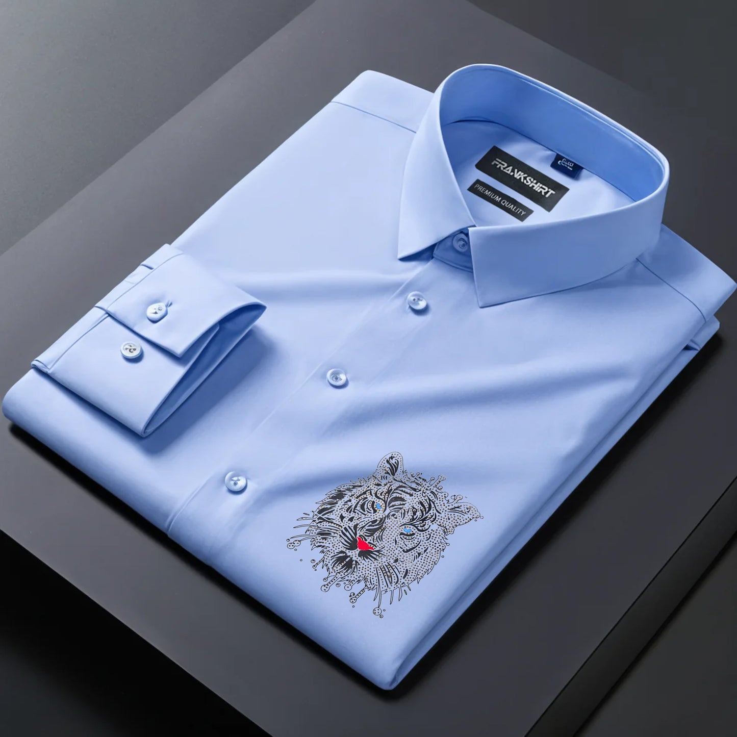 Tiger Designer Premium Cotton Without Pocket Solid Shirt for Man (Sky Blue)