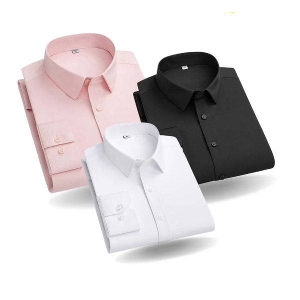 Pack of 3 Cotton Shirt for Man (White, Black and Peech)