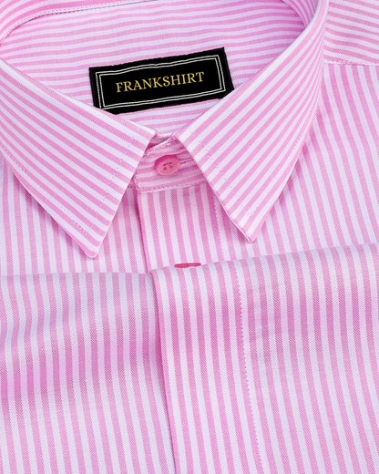 Light Pink Button Down Oxford Cotton Stripe Shirt For Man (FS047)