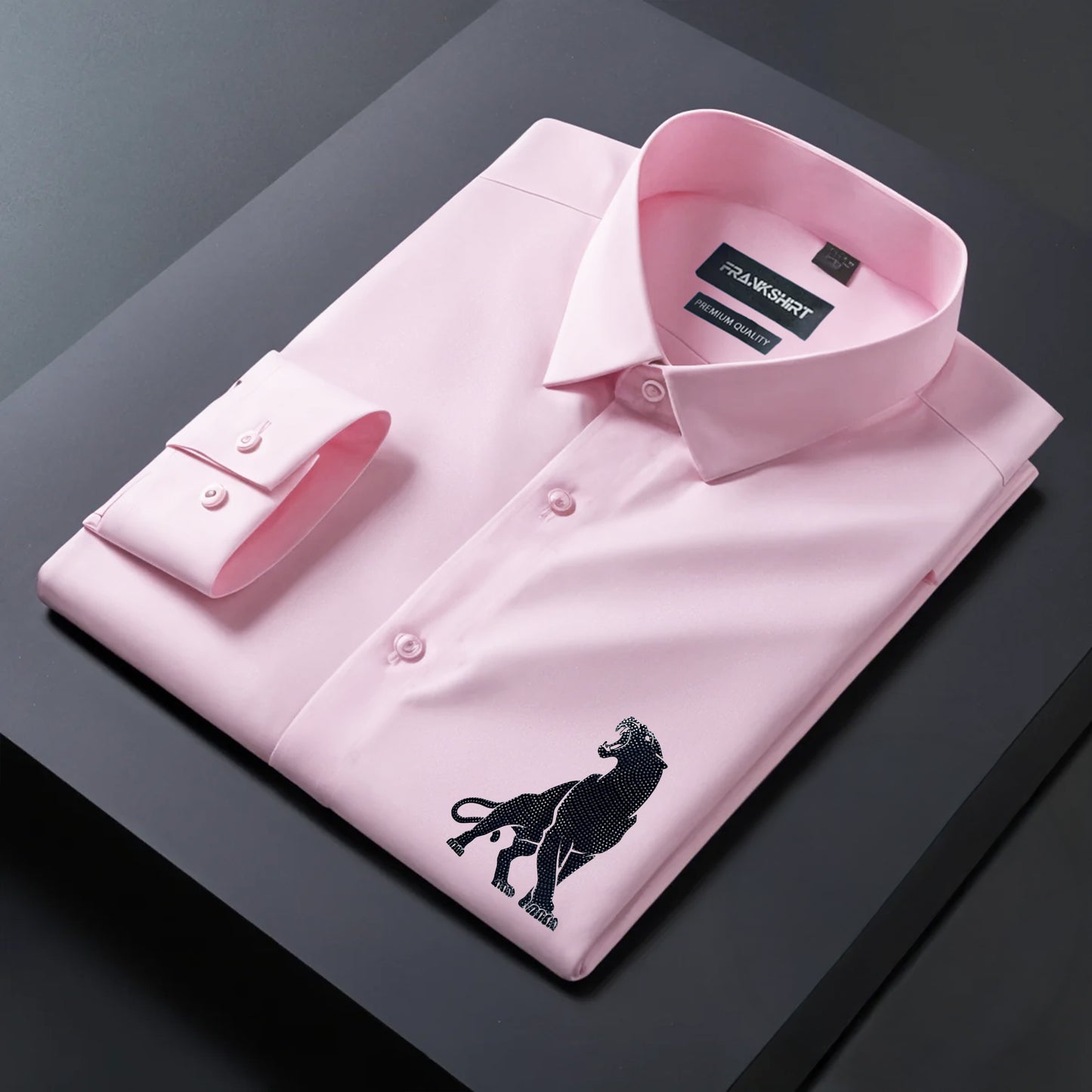 Leopard Designer Premium Cotton Without Pocket Solid Shirt for Man (Pink)